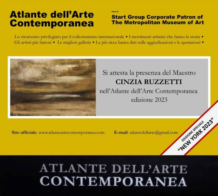 Attestato Atlante Arte Contemporanea 2023 Maestro Cinzia Ruzzetti